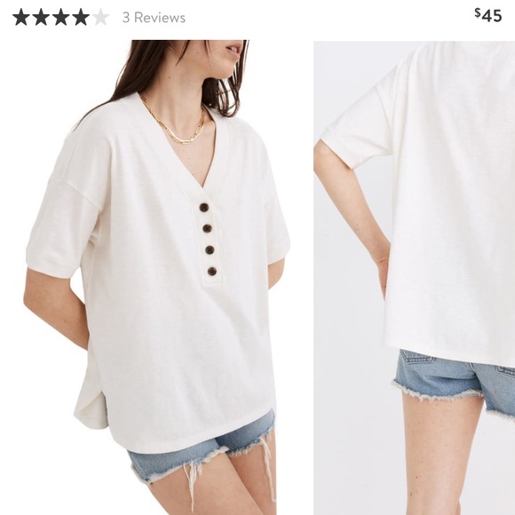 Madewell Relaxed Henley Tshirt Size M 